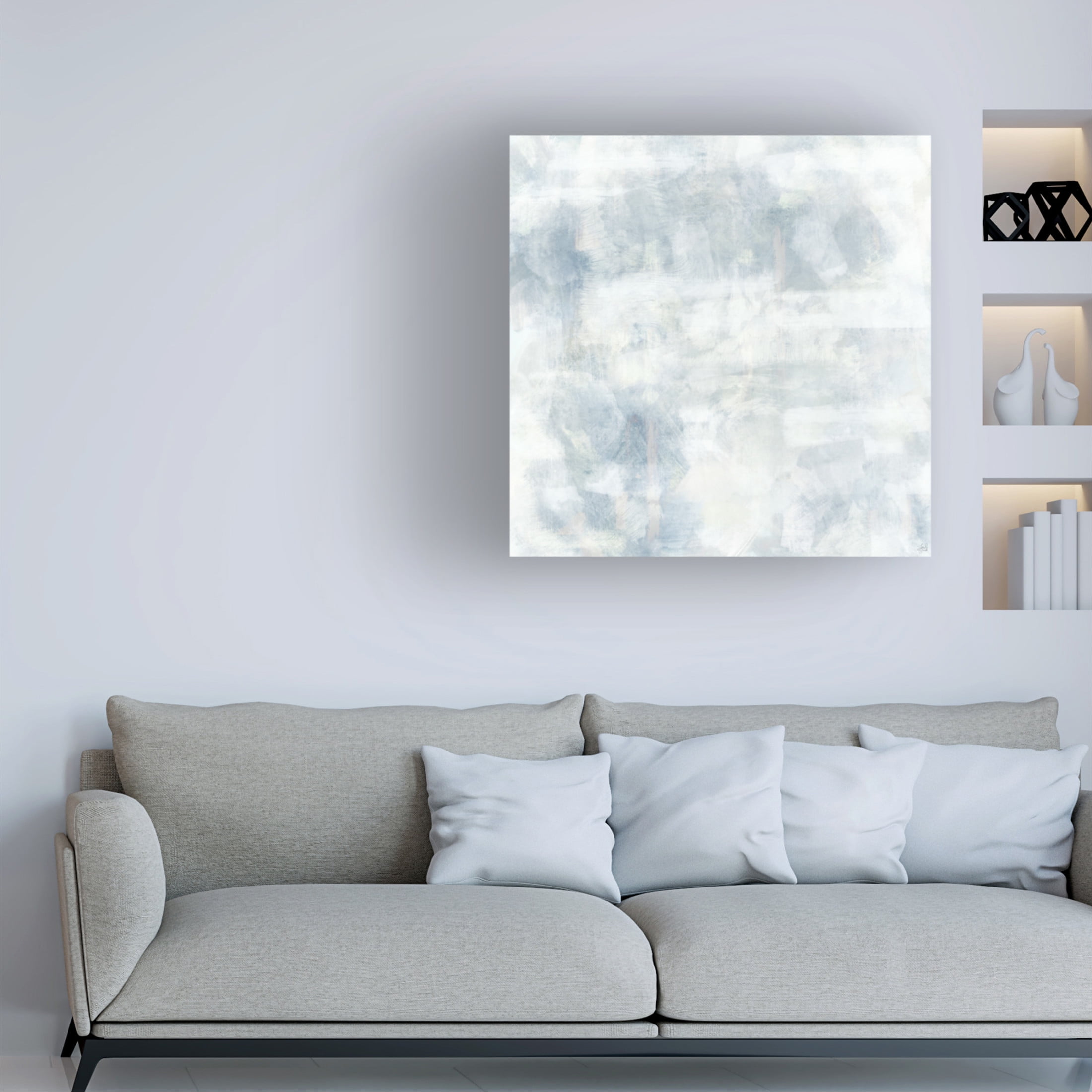 Canvas Wall Art - Line and Brush 'Cotton Skies' Wall Art for Living Room, Bedroom, or Office Décor by Trademark Fine Art - 35 x 35 Inches