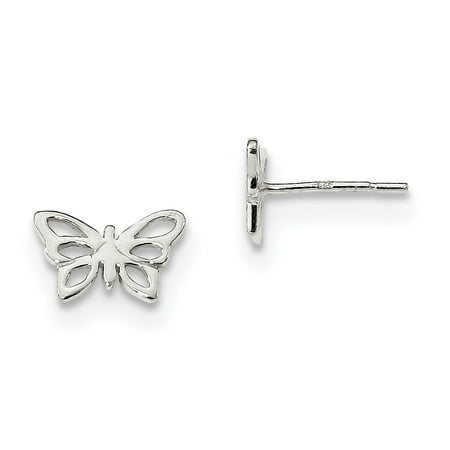 Sterling Silver Polished Butterfly Post Earrings