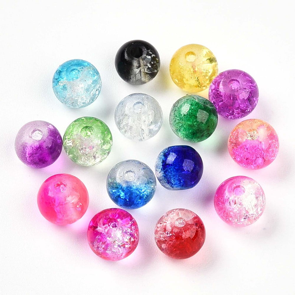 Baking Painted Transparent Glass Beads Round Mixed Color 6~6.5mm Hole: 1.2~1.6mm about 3105pcs/1000g
