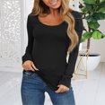 thumbnail image 2 of Entyinea Casual Tunic Tops for Womens Long Sleeve Casual Solid Printed Henley Shirts Black L, 2 of 5