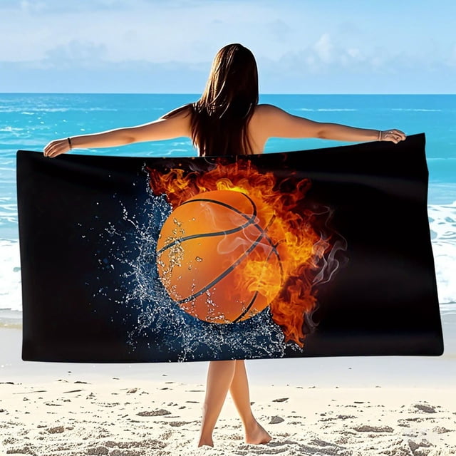Aufmer Ultra Light Printed Outdoor Beach Towel Super Absorbent Quick Dry Feature Foldable Compact Design For Travel Seaside Pool Daily Outdoor Activity Use(31.49x62.99in)