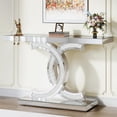 Tribesigns Mirrored Console Table, Modern Silver Entryway Table with ...
