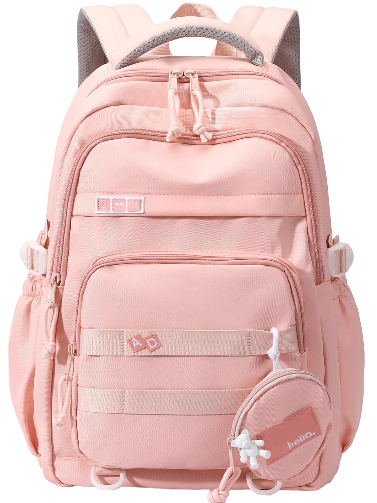 DAKIMOE Large School Backpack for Girls Boys Lightweight Spacious Kids Bookbag with Multiple Pockets for Middle School College, Pink