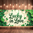 thumbnail image 6 of Lucky in Love St Patrick's Day Green Shamrock Design Backdrop Wedding Decor Event Party Banner Background Valentine's Day, 6 of 7