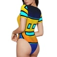 thumbnail image 3 of Lsque Geometry Dash Women's Crew Neck Short Sleeve Bodysuit Basic T Shirts Tops Onesie Adult Cute Pajama-Large, 3 of 8