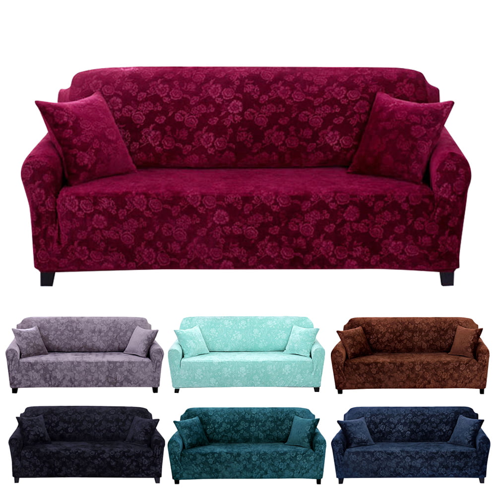 Stretch Velvet Sofa Cover Couch Loveseat Slipcover Home Embossing