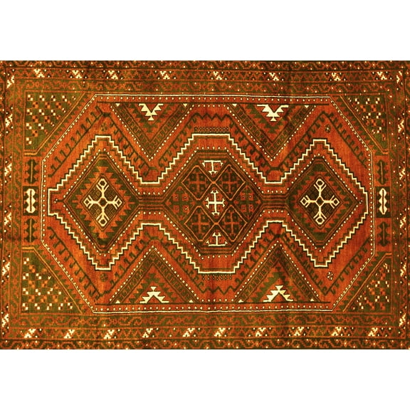 Ahgly Company Indoor Rectangle Persian Yellow Traditional Area Rugs, 5' x 7'