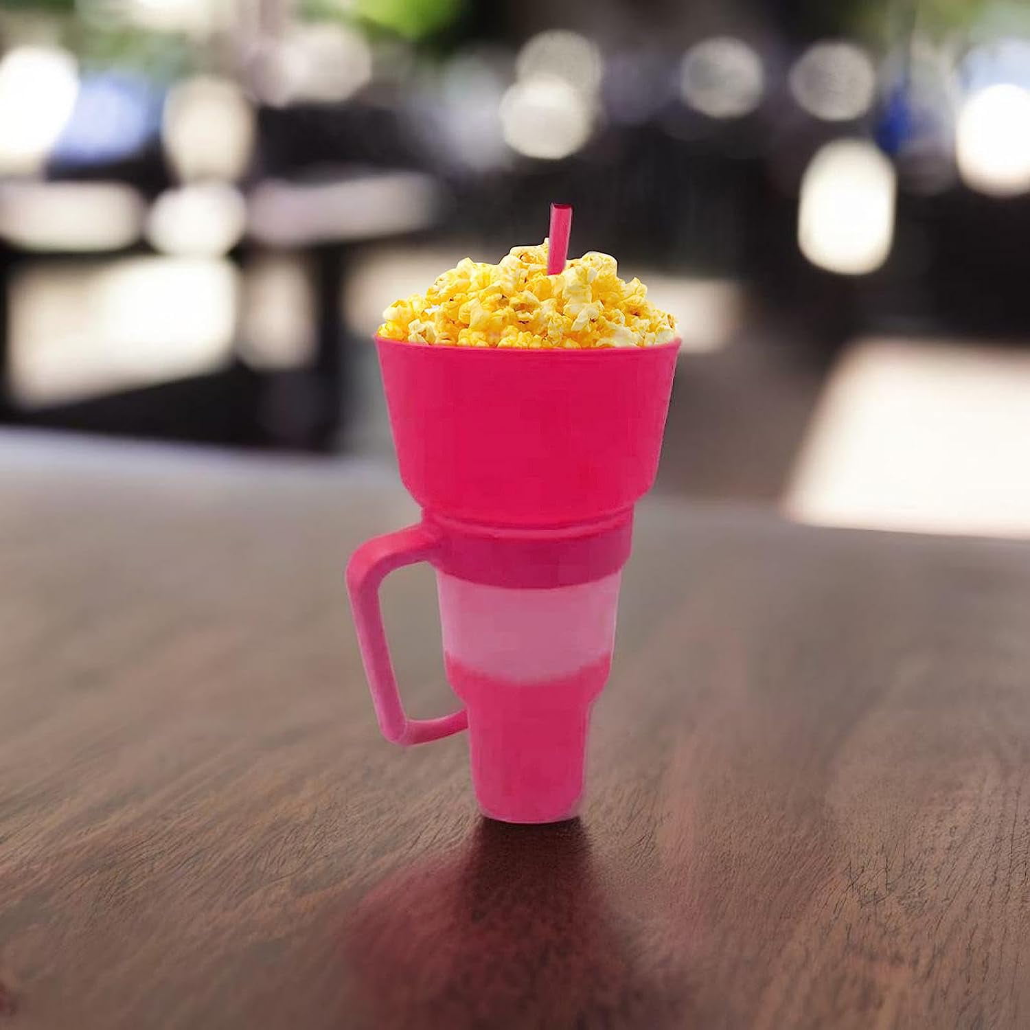 Snack And Drink Cup, Stadium Tumbler, 2 In 1 Beverage Cup Top Snack Bowl,  Portable Snack Cup Leak Proof For Movie Theater
