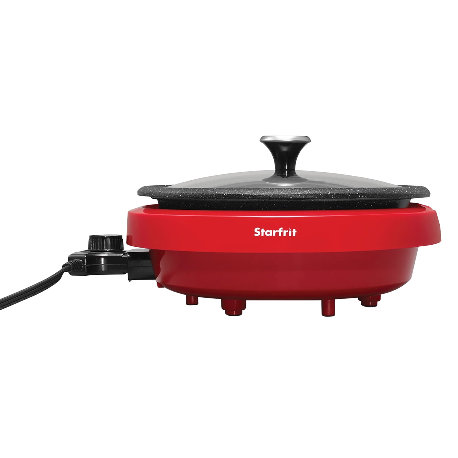 THE ROCK by Starfrit 3.2-Qt. Dual-Sided Electric Hot Pot with Glass Lid, Red, 024425-002-0000