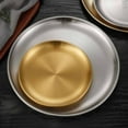 thumbnail image 4 of Bone Plates Dessert Plate Dishes Reusable Stainless Steel Dinner Plates Unbreakable Dinner Plates Plastic Dinner Dishes Style J Gold Matte, 4 of 6