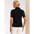 thumbnail image 3 of DARING DIVA Women's Button Down Sheer Short Sleeve Point Collar Work Shirt  M Black, 3 of 6