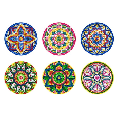 

6 Pcs Diamond Painting Coasters with Holder DIY Mandala Coasters Painting Kits