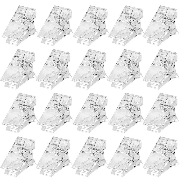 BRAVECOW 20pcs/set Nail Tips Clip Nail Art Tools DIY Extension Clamp Clips  For Quick Building Poly Finger Nail Gel Clear Plastic Finger Extension…