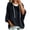 Black, variant on Women's Fuzzy Hooded Top Short Sleeve Drawstring Casual Pullover Sweatshirt