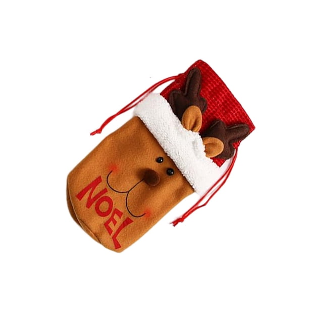 Monstrate Funda para botella de vino con cordón de alce, de comedor de felpa, ropa de lentejuelas, decoración del hogar, bolsa de champán, Kits de decoración para fiestas Alce Monstrate HA068247-03