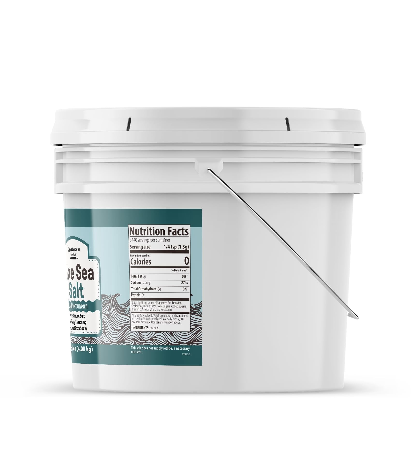 Unpretentious Fine Sea Salt 1 Gallon, Pure Evaporated Mediterranean Sea Salt