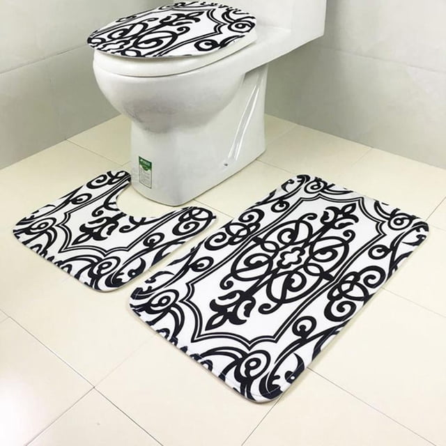 Alfombril de Baño Perfecl 3 Piezas Antideslizante Cubierta de Inodoro