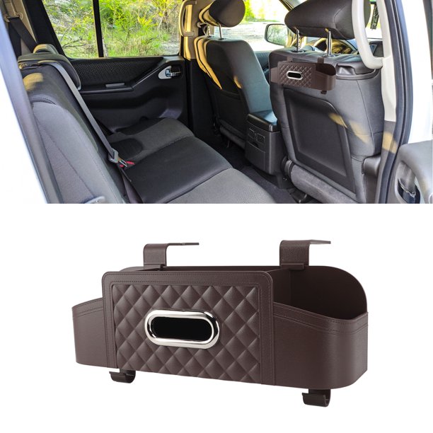 Organizador De Asiento Trasero De Coche, Organizador De Almacenamiento De Coche De Gran Capacidad De 13,8 Pulgadas, Soporte Para Pañuelos Con Portavasos, 2 Ganchos, Organizador