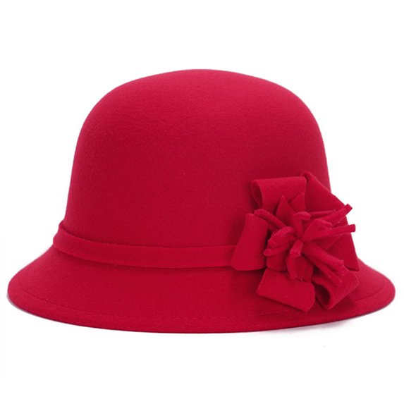 Ayyufe Women Retro Flower Bowler Hat Solid Color Cap for Party Prom Cocktail Travel