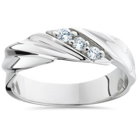 mens diamond wedding ring 3 stone 14k white gold high polished band - Mens Diamond Wedding Rings White Gold mens diamond wedding ring 3 stone 14k white gold high polished band - Mens Diamond Wedding Rings White Gold