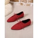 thumbnail image 4 of Women's Black Fashionable Solid Color Oxford Shoes Lace-up Pointed Toe Suede-like Flat, 4 of 4
