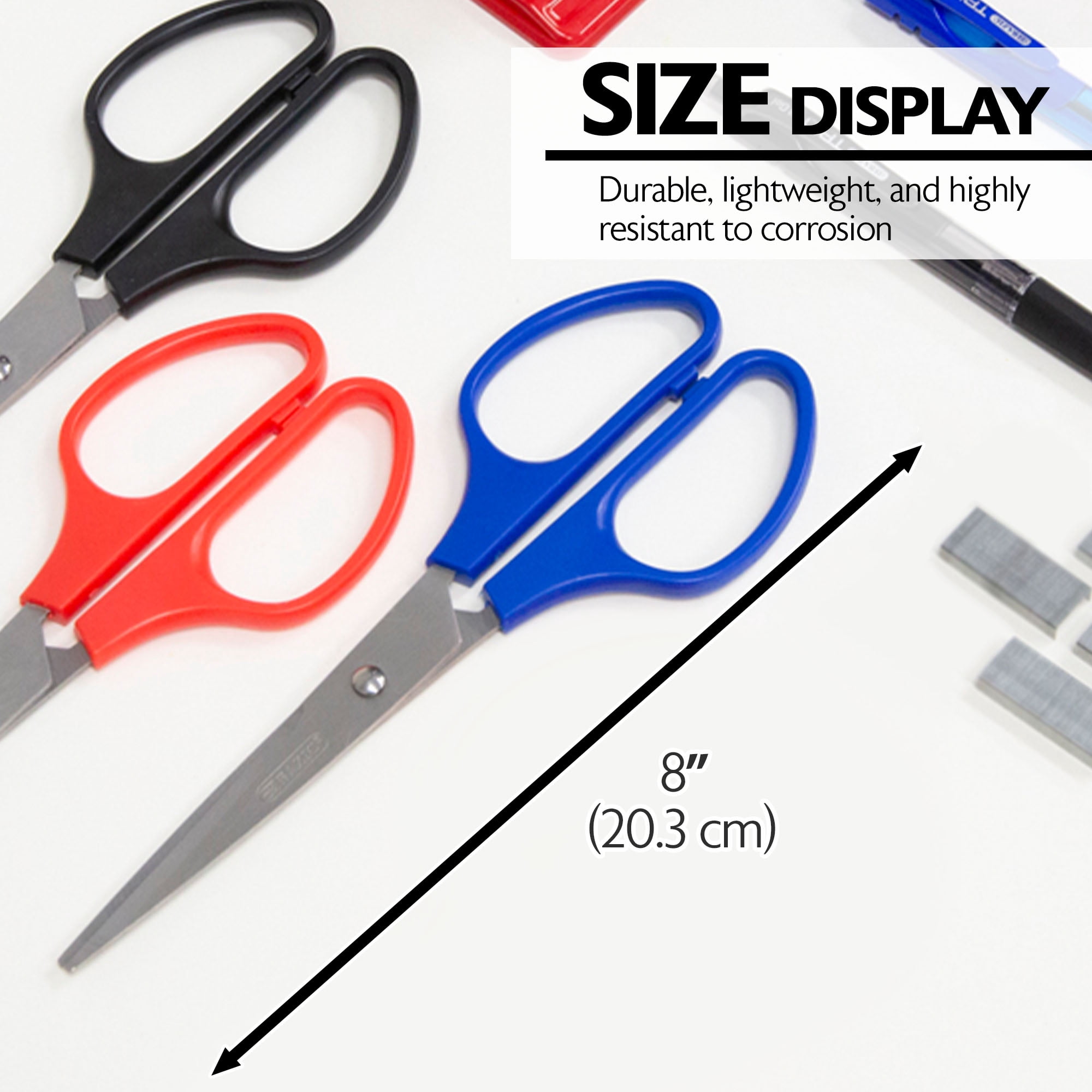 BAZIC 8" Double Thumb Stainless Steel Scissors, Straight Handle, 24-Pack