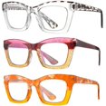 thumbnail image 1 of GFDYREE 3 pack Oprah style Spring hinge Readers Blue Light Blocking Computer Square Reading Glasses for Women Men, 1 of 6