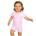thumbnail image 3 of Busydd Girls Romper Casual Short Sleeve Round Neck Baby Rompers Comfortable Cotton Solid Color Button Boy Clothes 9-12 Months, 3 of 6