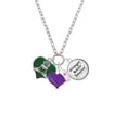 thumbnail image 2 of Delight Jewelry Silvertone Large 2-D Claddagh on Green Heart - Purple Heart Nurse Strong Zoe Necklace, 2 of 4