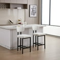 thumbnail image 2 of Set of 2 Bar Stools, 26 inch Modern Upholstered Fabric Counter Height Barstools, Kitchen Island Chairs with Black Metal Legs for Dining Room/Kitchen Island/Bar (Cream), 2 of 11