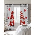 thumbnail image 2 of Valentine's Day Blackout Curtains for Bedroom 45 Inch Length 2 Panels Set, Red Gnomes Couple Love Heart Black Checkered Thermal Energy Saving Window Treatment Curtains Blackout Drapes 52"x45", 2 of 8
