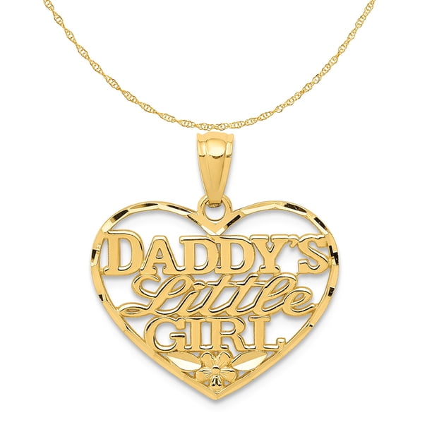Carat in Karats 14K Yellow Gold DiamondCut Daddy's Little Girl Heart