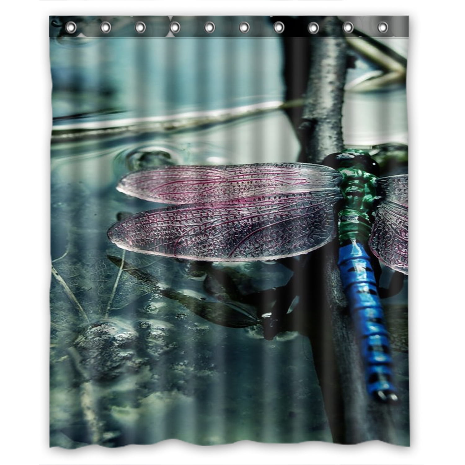 ZKGK Dragonfly Waterproof Shower Curtain Bathroom Decor Sets with Hooks