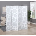 thumbnail image 2 of Roundhill Furniture Arvada 4-Panel Wood Room Divider w/Circle Pattern in White, 2 of 5