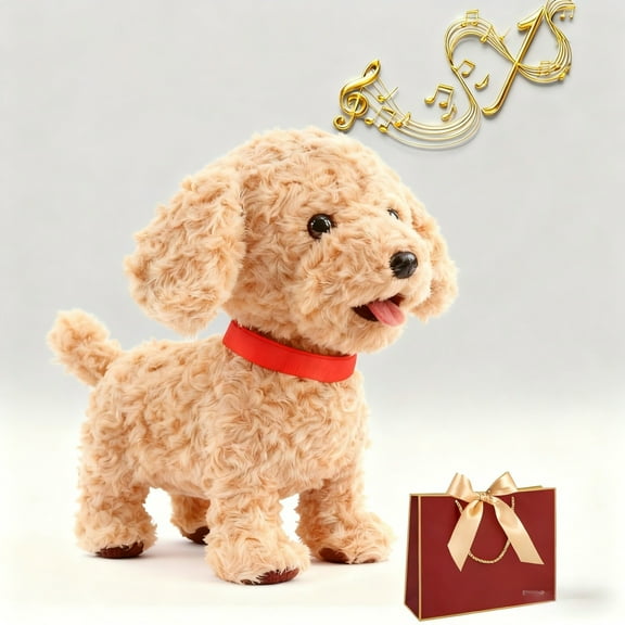 Elainilye Interactive Robotic Puppy Toy with Touch Sensor Voice Mimic Realistic Barking Walking Motion, Lifelike Pet Dog Toy for Kids Includes Leash Remote