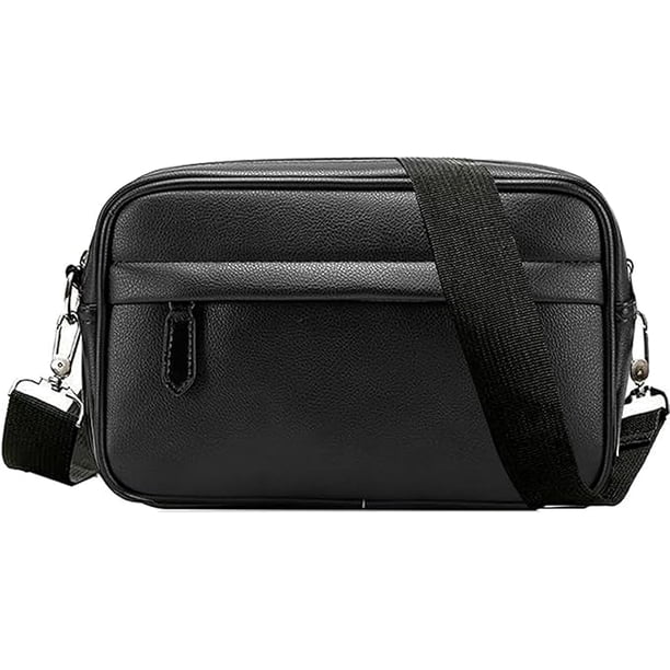 Bandolera De Cuero De Hombres Bandolera De Hombro Color Negro Diseño De La Tela Liso