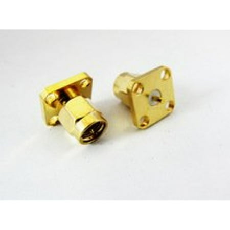 - SMA male plug 4-hole panel mount coax connector with solder post goldplated price Ships Quickly From USA