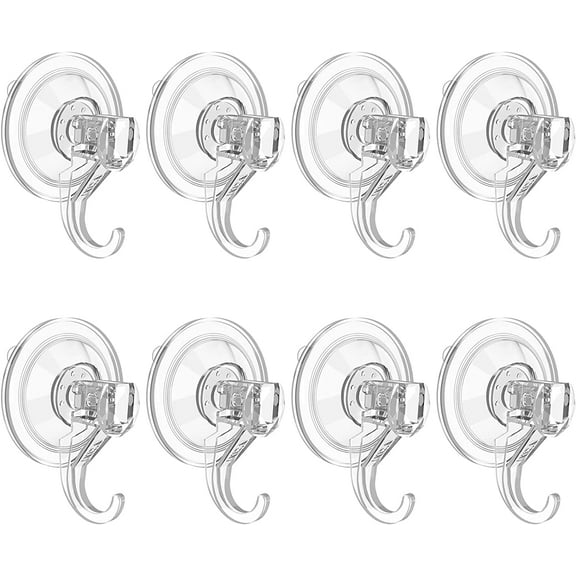 Wreath Hanger, Large Clear Heavy Duty Suction Cup Wreath Hooks 22 LB Removable Strong Window Glass Door Suction Cup Wreath Holder for Halloween Christmas Wreath Decorations - 8 Pcs