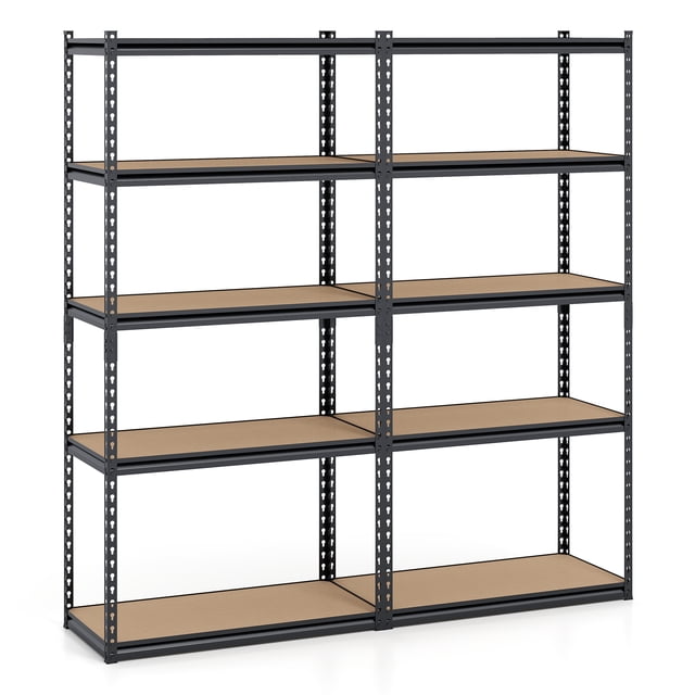 Gymax 2 Pcs Unité d'Étagères de Garage à 5 Niveaux 2200 LBS Étagères de Rangement en Métal Robuste