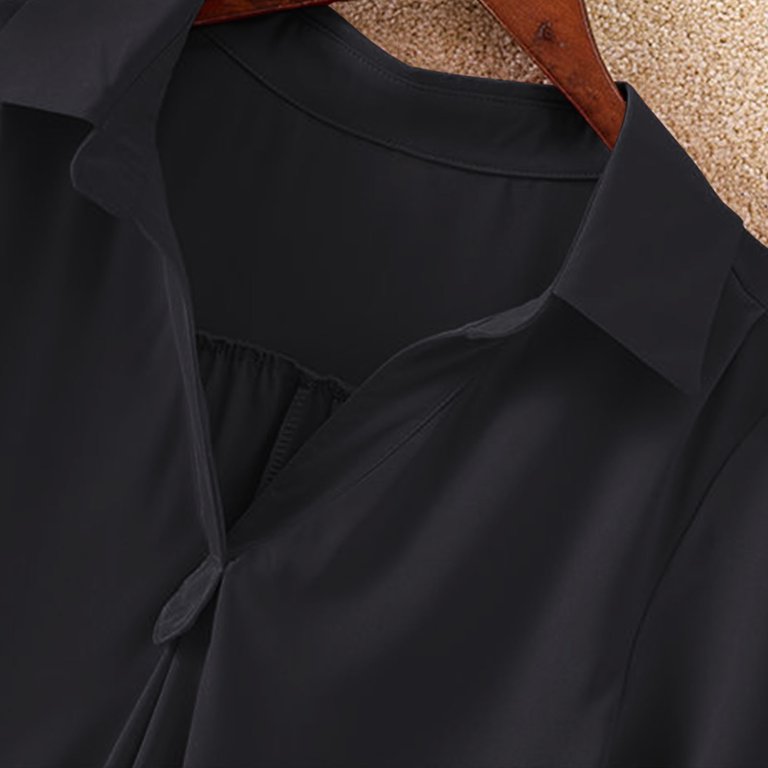 Anyally Women's Summer Puff Sleeve V-Neck Top | Cute Casual Blouse For Work, Stripe Black, 4X-Large