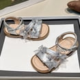 thumbnail image 5 of Eltusu Girls Sandals with Strap, Open Toe No Slip Soft Sole Princess Summer Sandals Silver Size 13(Little Kids), 5 of 7