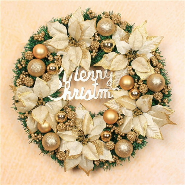 Guirnalda de Navidad Guirnalda Guirnaldas de 30 cm Guirnalda artificial Colgante de pared para jardín Interior Fiesta al aire Dorado perfecl Corona de invierno
