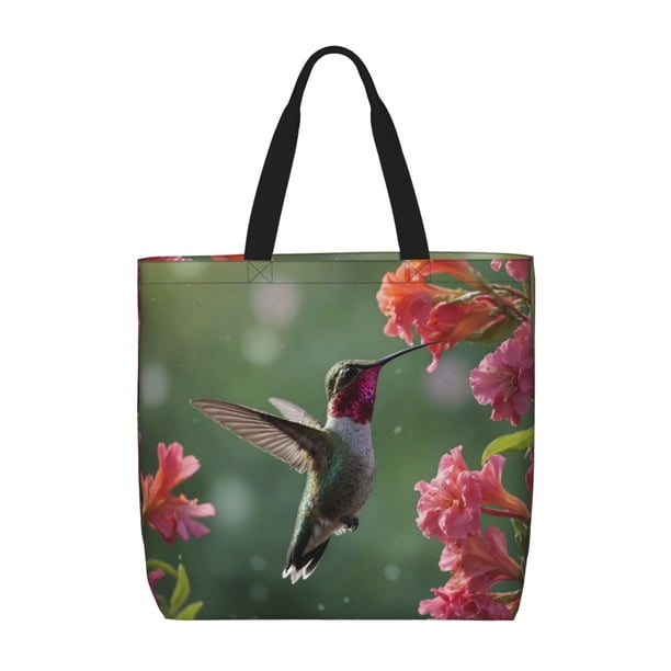 Fotbe Humming Bird 1 Bolsa Tote con Estampado para Mujer, Bolsos con Cremallera, Bolsa de Hombro Casual de Gran Capacidad con Bolsillos Internos