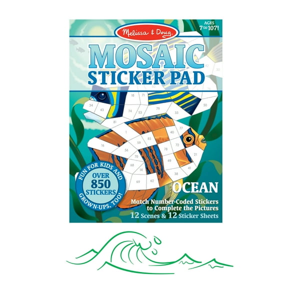 Melissa & Doug Mosaic Sticker Pad Ocean Animals (12 Color Scenes to Complete with 850  Stickers) - FSC Certified
