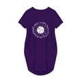 thumbnail image 4 of Puntoco Vestido De Manga Corta Con Cuello En V, Vestido Casual Suelto Con Estampado De Girasol Para Mujer, Color Morado Xxl, 4 of 5