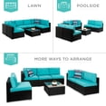 thumbnail image 4 of Best Choice Products 7-Piece Outdoor Modular Patio Conversation Furniture, Wicker Sectional Set - Black/Teal, 4 of 8