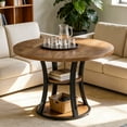 thumbnail image 6 of Round Conference Table for 2-4 People, 39 Inch Modern Small Meeting Room Table with 2-Tier Storage Shelf and Metal Base for Office, Conference Room, Small Spaces, Rustic Brown, 6 of 9