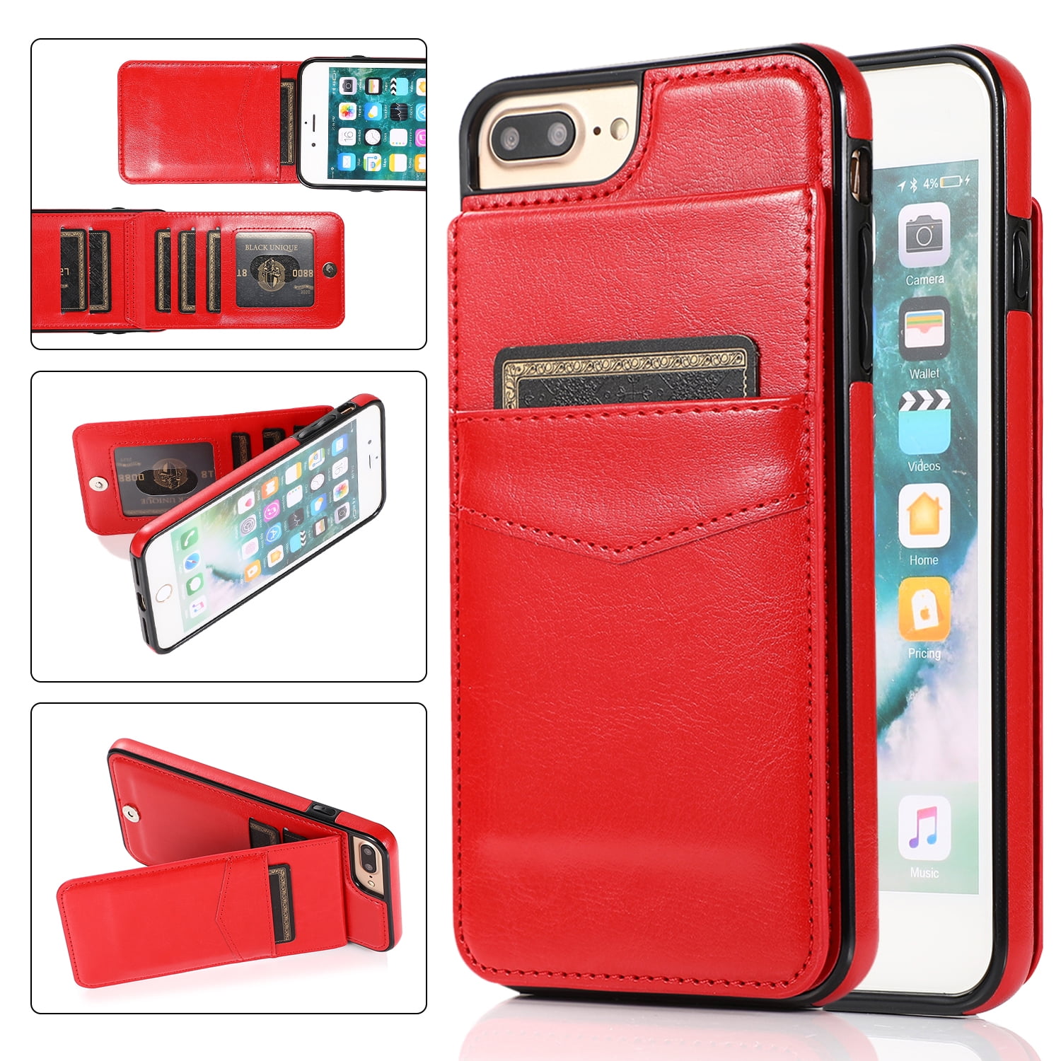 Cover for Leather Mobile Phone case Card Holders Extra-Shockproof Business Kickstand Flip Cover iPhone 7 Flip Case 