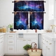 thumbnail image 3 of Starry Sky Kitchen Curtains Valances and Tiers Set of 3 Blue Sky Shinny Bright Stars Romantic Modernism Tier Curtains and Valance with Rod Pocket for Small Windows, 27.5"x36", 3 of 9