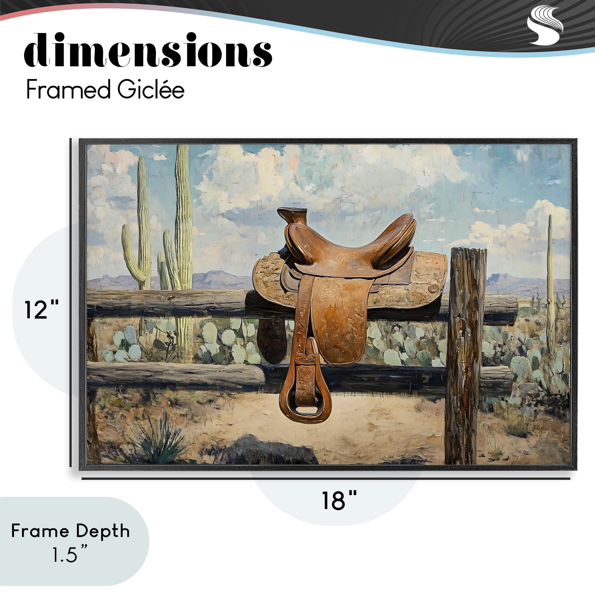 Stupell Industries Saddle on Desert Fence Black Framed Giclee Art, design by Franklyn Gregory